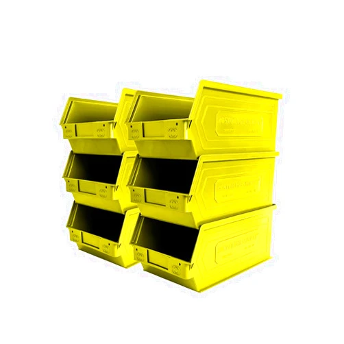 Storage Compat 6-Pack Storage Bins, Wall Mount, Stackable & Freestanding, 12”x 8” x 6” Plastic Organizers, Utility Containers for Garage, Home, Workshop, Yellow