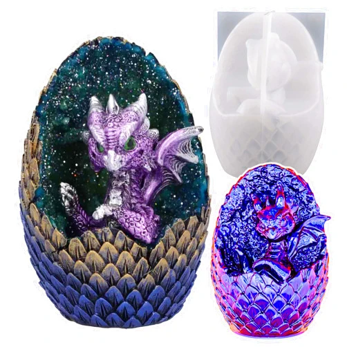 ESEENS Vertical Dragon Egg Mold Dinosaur Mold Silicone Mold for Resin Dragon Candle Mold Easter Egg Mold Dragon Silicone Mold for Candles Home Decoration Mold Animal Resin Mold Cartoon Mold Dragon Mold