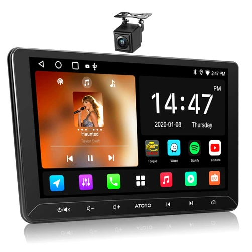 ATOTO A5L 10 inch Android Double DIN Car Stereo, Wireless CarPlay & Android Auto, Wi-Fi/Bluetooth/USB Tethering, 2G+32G Touchscreen Car Radio, Backup Camera, MirrorLink, DSP/FM/AM/SWC, AI&GPS Tracking