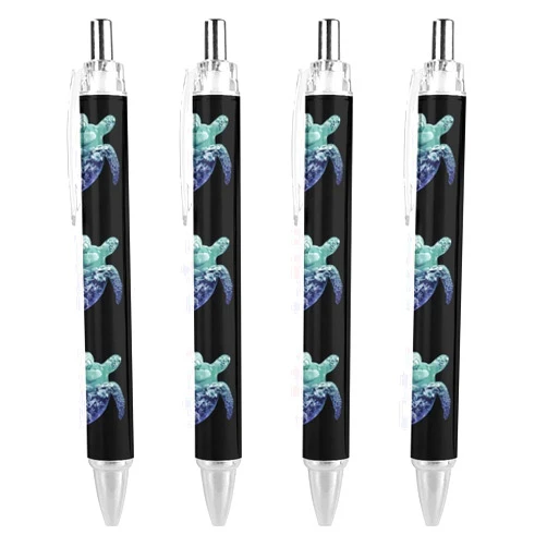 RIVNGJDE16549 Ocean Life Sea Turtle Retractable Ballpoint Pen 0.5mm Bold Point Blue Ink Pens Premium Quality Writing Instrument 4 PCS