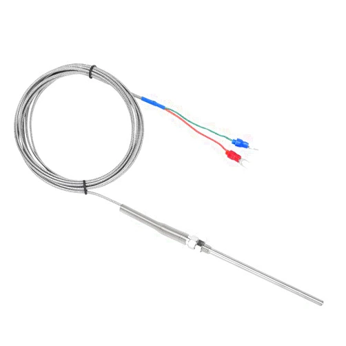 CGELE K-Type Thermocouple Temperature Sensors 0~600℃，3M/9.8Ft Wire Probe Length 100mm Two Wire 100×5mm Stainless Steel Probe Temperature Detector Temperature Gauge