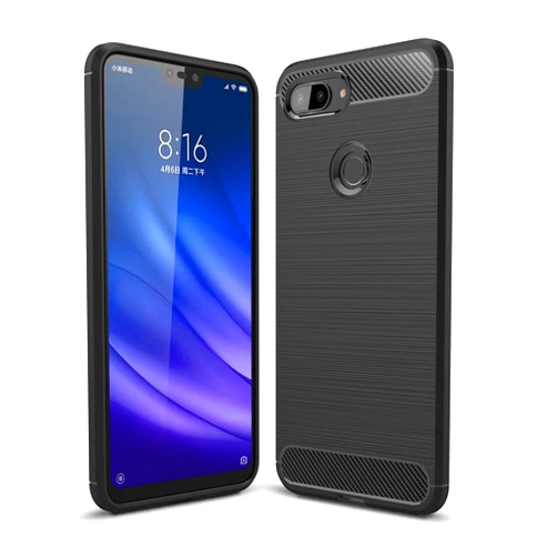 CruzerLite Case Compatible with Cellphone Xiaomi Mi 8 Lite Case, Carbon Fiber Shock Absorption Slim Case Compatible with Cellphone Xiaomi Mi 8 Lite (Black)
