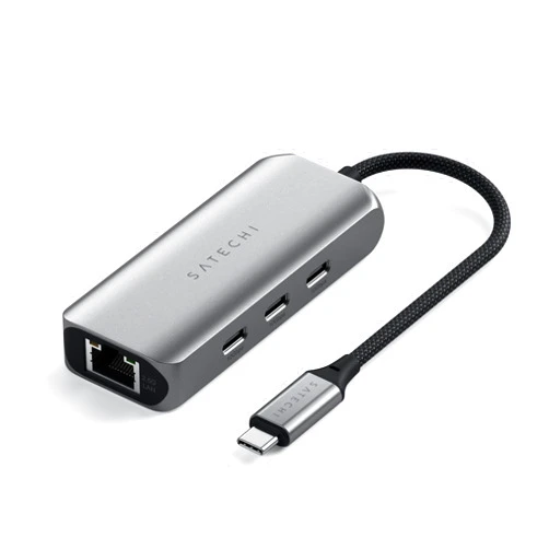 Satechi USB C Ethernet Adapter 2.5 Gigabit, 4 in 1 USB C Network Adapter Ethernet with Enhanced Speed and 3 USB C 3.2 Ports, USB C Adapter for Mac, iPad, Windows, Android, Chrome