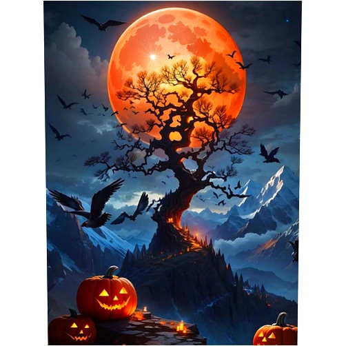 Apcufir Diamond Painting Kits for Adults, 5D Halloween Diamond Art Kits for Beginners, DIY Full Drill Paint with Diamond, Home Wall Decor 12 x 16 Inch