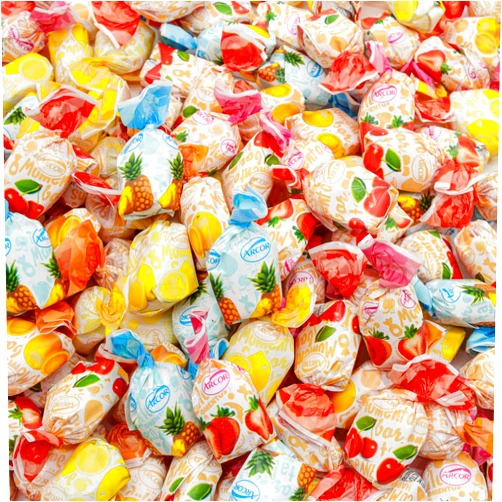 Donty-Tonty ARCOR FRUIT FILLED Hard Candy 2 lb – Individually Wrapped, Old Fashioned Bulk Candy, 5 Assorted Flavors, Hard Shell and Chewy Center, Resealable Bag