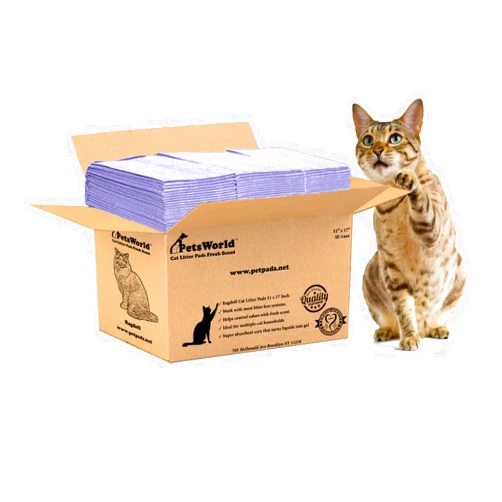 PetsWorld Universal Fit Cat Pad Refills for Litter Box, Fresh Scent, Odor Control, Pack of 50