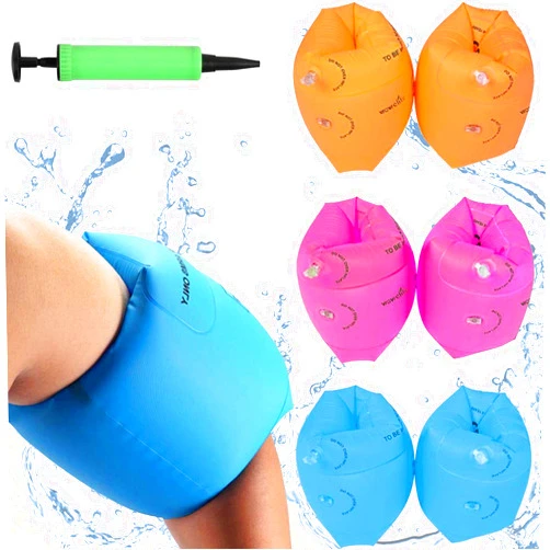 Babigo 6 Pack Kids Adult Swimming Arm Float Rings with Inflatable Pump, Children PVC Arm Floaties Inflatable Swim Arm Bands Floater Sleeves Swimming Rings
