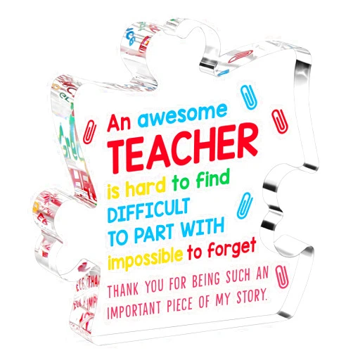 BdayPtion Teacher Gifts for Christmas Women Men, Teacher Appreciation Gifts in Bulk, New Teacher Preschool Teacher Gifts for Student, End of The Year Daycare Teacher Gift Desk Decoration Acrylic Plaque