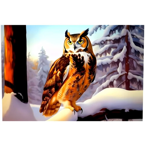 Etnmn Snowy Owl - Rustic Owl Theme Poster Art - for Farmhouse Living Room Bedroom Decor Gifts - Neighboring Colors Create Rich Details (Unframed,16x20inch)