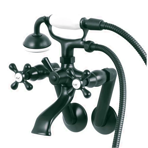 Kingston Brass KS269MB Kingston Wall Mount Clawfoot Tub Faucet with Hand Shower, 8.94 x 6.56 x 3.94, Matte Black