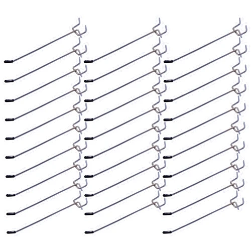 Bamboo's Grocery LoKii 30 Pack 6 Inch Silver Pegboard Hooks, 1/4
