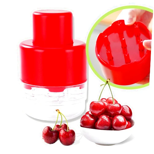 YOLEYUAN 7-in-1 Cherry Pitter Tool - Portable Push-Down Cherries Seed Remover, No Handle Design for Kitchen, Picnics