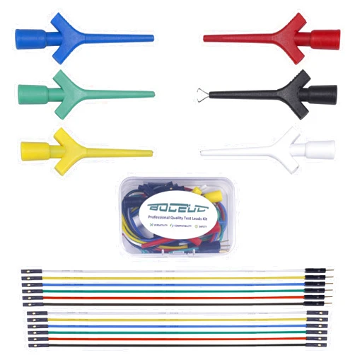 BOCEUC Test Lead Set, Mini Grabber Test Hook Clips Silicone Jumper Wires Cable for Logic Analyzer Electrical Testing, 60 V, 3A(6 Colors 18PCS)