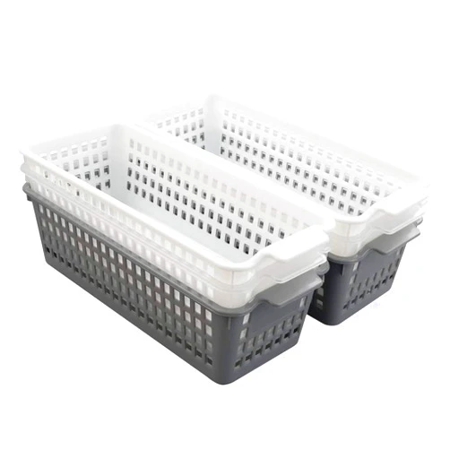 Nesmilers 6-Pack Slim Plastic Storage Baskets Bin, Rectangle Basket Set