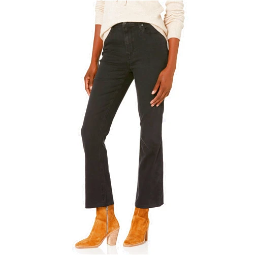 PAIGE Women's Claudine with Raw Hem High Rise Ankle Flare Double Button Closure in Slater