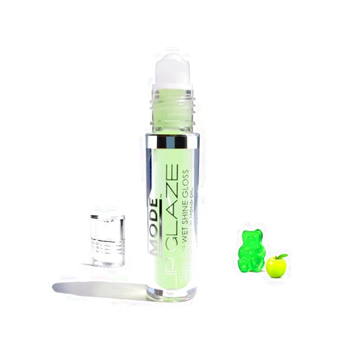 Mode Cosmetics MODE Lip Glaze Flavored Lip Gloss Yummy GREEN APPLE GUMMY Delicious Flavor, Roll On Sweet Wet Nourishing Shine, Hydrating Moisturizing Natural Skincare Fruit Oils, Made in NY USA