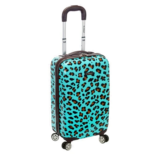 Rockland Safari Hardside Spinner Wheel Luggage, Blue Leopard, Carry-On 20-Inch