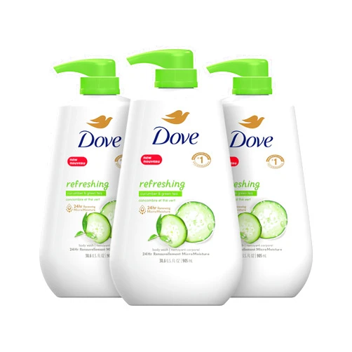 Dove Body Wash with Pump Refreshing Cucumber and Green Tea 3 Count Refreshes Skin Cleanser That Effectively Washes Away Bacteria While Nourishing Your Skin 30.6 oz