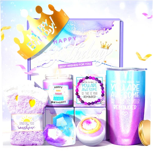 GEMTEND Birthday Gifts for Women, Happy Birthday Gift Basket for Women, Woman Birthday Gifts Ideas Gift Set for Her, Female, Women, Sister, Mom,Wife, Girlfriend, Coworker, Daughter