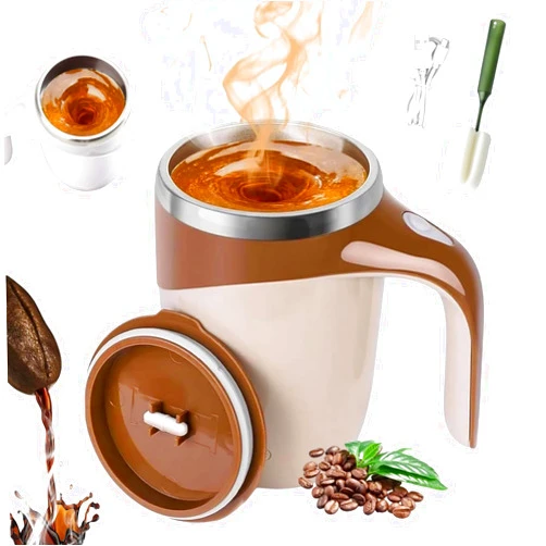 ZOEBER Self Mixing Coffee Mug 14 Oz, Automatic Magnetic Stirring Coffee Mug, Rechargeable Electric Coffee Cup Stirrer, Metal Self Stirring Coffee Mug High Speed Mixing Cup for Office Home (Coffee)