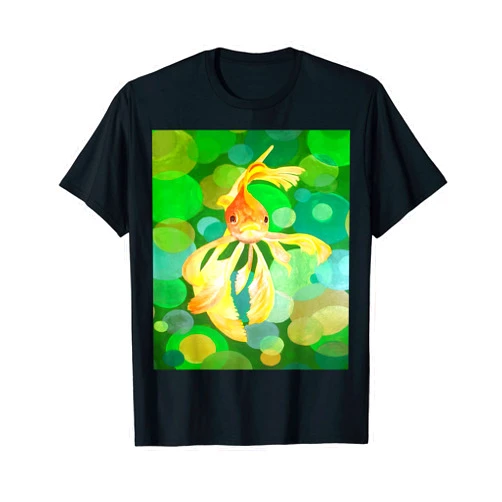 Pet Goldfish Gifts And Fancy Fish Tees by taiche Artistic Fancy Goldfish With Green Background Vector T-Shirt
