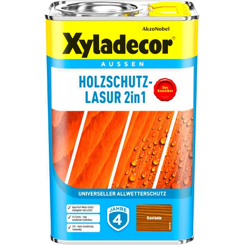 Xyladecor Wood Protection Stain 2 in 1, 4 Litre Chestnut