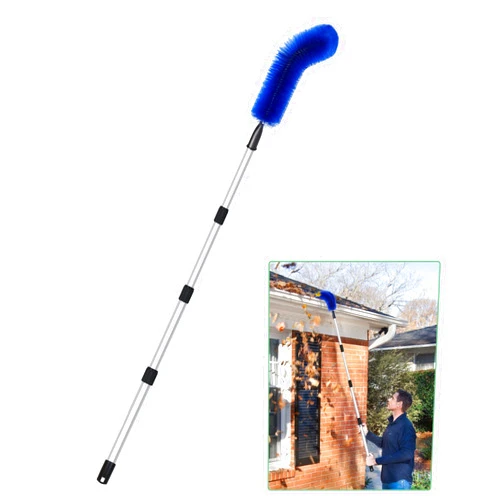 Memrita Gutter Cleaning Brush,Roofing Guard Cleaner Tool from The Ground with Telescopic Extendable Pole for Removing Leaves and Debris (Blue)