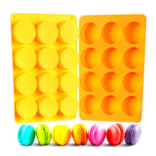 Ohola KITCHEN SUPPLIES 2 Pcs Oreo Chocolate Cookie Silicone Molds, 12-Cavity Round Silicone Mold, Baking Mold for Oreo, Chocolate, Cookie, Candy, Mini Cake, Jelly (Orange + Yellow)