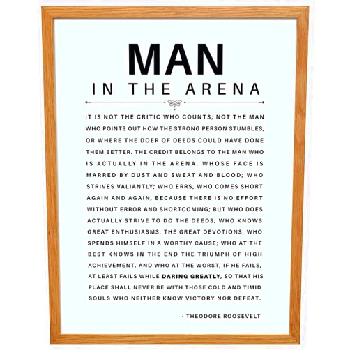 YELLOWBIRD ART & DESIGN LARGE 11X14 FRAMED - Man in the Arena - Inspirational Quotes - Teddy Roosevelt Poster - Motivational Gifts for Men, Teen Boys Entrepreneur - Office, Living Room, Bedroom Wall Art Decor, Daring Greatly