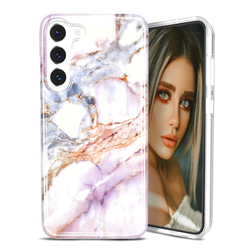 JAHOLAN Galaxy S23 Case Fashion Marble Design Clear Bumper Glossy TPU Soft Rubber Silicone Cover Phone Case for Samsung Galaxy S23 5G 6.1