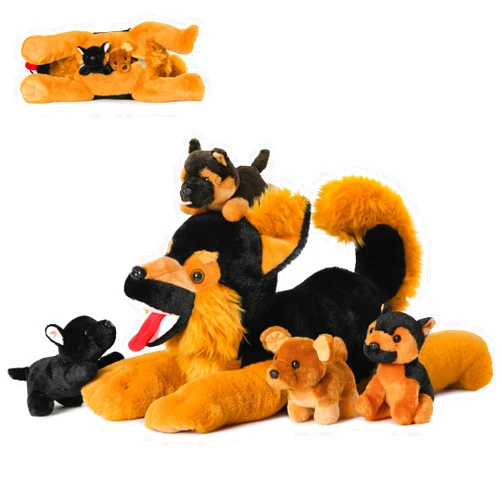 MaoGoLan 5Pcs German Shepherd Dog Stuffed Animals with 4 Babies Inside,20