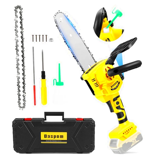 Daspom Mini Chainsaw Cordless, 8-Inch Brushless Handheld Pruning Chainsaw, Compatible with Dewalt 20V Battery (No Battery), Mini Cordless Chainsaw for Wood Cutting, Tree Trimming
