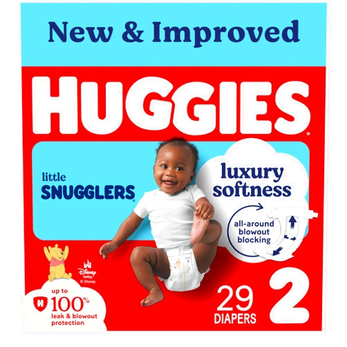 Huggies Size 2 Diapers, Little Snugglers Baby Diapers, Size 2 (12-18 lbs), 29 Count, Packaging May Vary