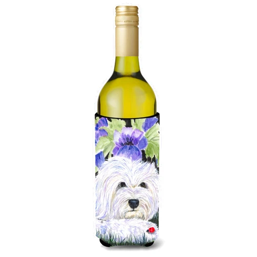Caroline's Treasures SS8349LITERK Coton de Tulear Wine Bottle Hugger Bottle Cooler Sleeve Hugger Machine Washable Collapsible Insulator Beverage Insulated Holder