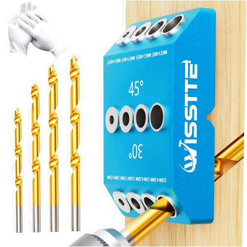 WISSTTE 30 45 90 Degree Angled Drill Guide Jig，All Metal Drill Jig for Multi-Angle Drilling，for Cable Railing Lag Screw Kit Wood Post and Railing Deck Stair Handrail.