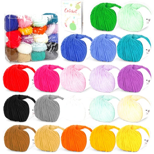 Katech 20 Skeins Cotton Yarn for Crocheting and Knitting-100% Cotton Crochet Yarn w/Basic Instructions-Milk Cotton Yarn-Soft Knitting Yarn-Knitting/Crochet Starter Kit