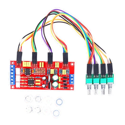 FTVOGUE NE5532 Preamplifier, PCB Volume Control Board Power Amplifier Module with Treble Midrange Bass Tones Controls DC 12V Output