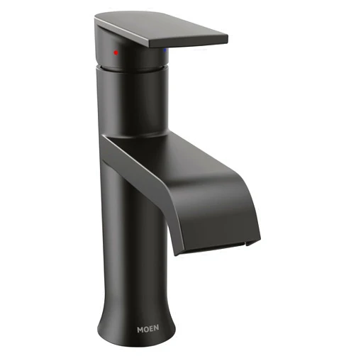 Moen 6702BL Genta LX One Handle Single Hole Modern Bathroom Sink Optional Deckplate, Faucet Height: 7-19/20 in, Matte Black