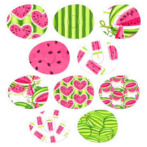 Rockadex Adhesive Patches for Freestyle Libre Sensor, Custom-Designed Freestyle Patches, Diabetic Supplies Mix 10 Pack Watermelons (Libre 3)
