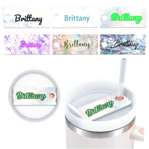Jvafk Personalized Tumbler Tags Custom Tumbler Tags for Stanley Tumblers Lids, Glitter Acrylic Tumbler Name Tags for 30/40 Oz Tumblers