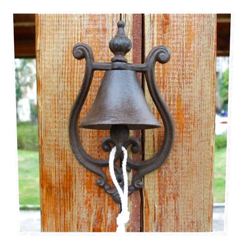 WDDD Cast Iron Doorbell Dinner Bell Rustic Cast Iron Welcome Sign Ring Door Bell - Decorative Vintage Antique Farmhouse Style Decoration for Outside House