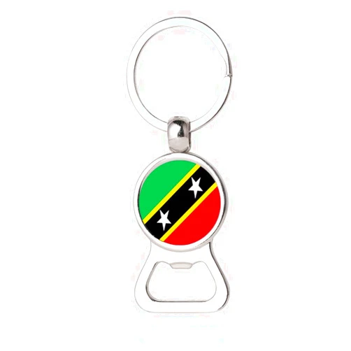 MUYU Keychain National Flag Style Saint Kitts and Nevis Keychain Bottle Opener Creative Souvenir Gift