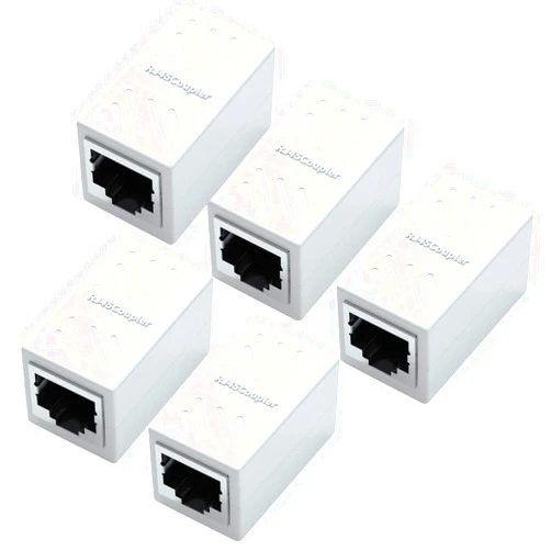 Yeung Qee RJ45 Coupler 5 Pack,Yeung Qee RJ45 Coupler Ethernet Extension, for Cat7/Cat6/Cat5e/Cat5 Ethernet Cable - Network Cable Coupler Female to Female (White)