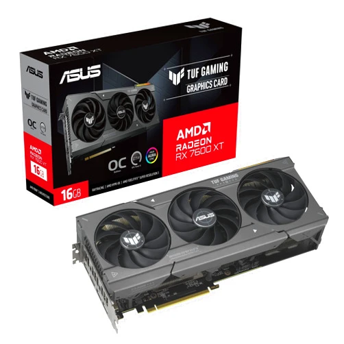ASUS TUF Gaming Radeon™ RX 7600 XT OC Edition 16GB GDDR6 Graphics Card (AMD RDNA™ 3, PCIe 4.0, HDMI 2.1, DisplayPort 2.1, Axial-tech Fan Design, Auto-Extreme Technology, GPU Tweak III, and More)