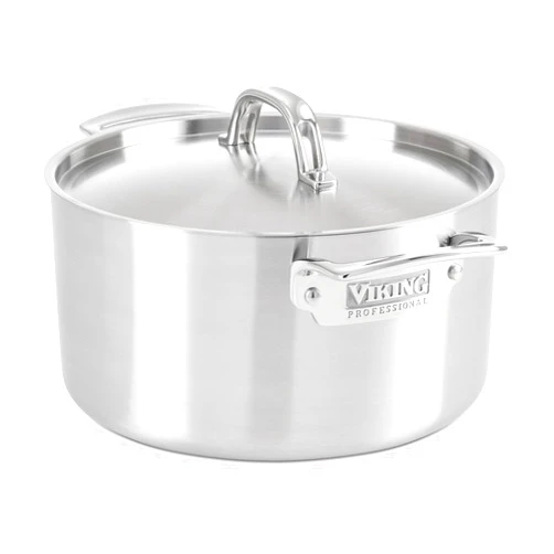 Viking Professional 5-Ply Stainless Steel Stockpot with Lid, 6 Quart, Satin Finish