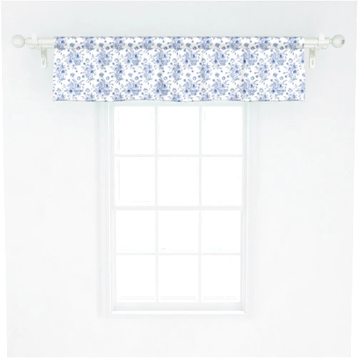 Ambesonne Anemone Flower Window Valance, Floral Pattern with Bouquet of Blue Flowers Delicate Victorian Design, Curtain Valance for Kitchen Bedroom Decor with Rod Pocket, 54