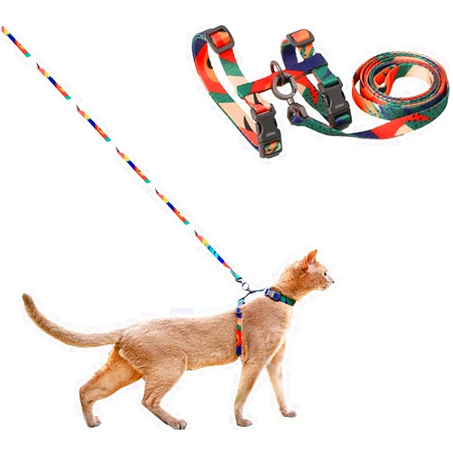 pidan Cat Harness and Leash Set, Cats Escape Proof - Adjustable Kitten Harness for Large Small Cats, Lightweight Soft Walking Travel Petsafe Harness（(Multicolor）