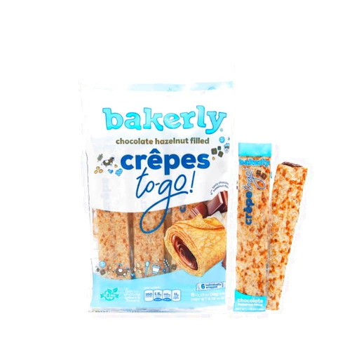 bakerly Chocolate Hazelnut Filled Crepes to go! Non GMO, Free from Artificial Flavors & Colors, Pack of 4, 6-Count (24 Total Crepes)