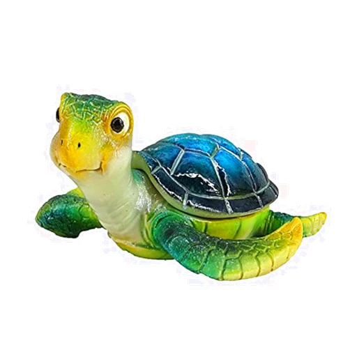 SEAKINGDOM YHH Decorative Funny Sea Turtle Treasure Trinket Box. Blue Seaturtle Jewelry Box. Table Décor and Gift.. Resin Lucky Seaturtle Figurine (Blue)