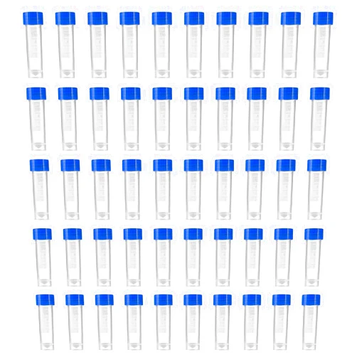 Eowpower 50 Pieces 5 ml Plastic Graduated Vial Sample Bottle Storage Container Tubes with Screw Caps